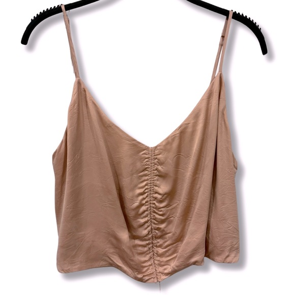 WILFRED Aritzia Verso Rouched Cropped Tank Adjustable Straps Lined Petal Pink - Picture 7 of 12